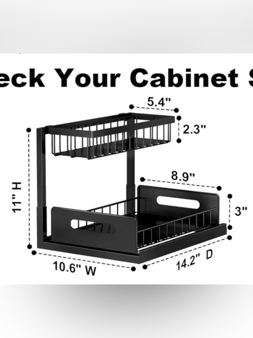 Black Two-Tier Metal Organizer Rack - Picture 3 of 3